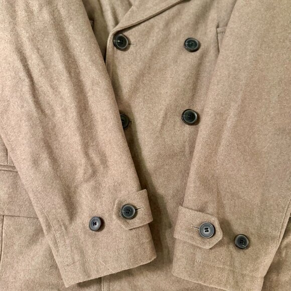 Michael Kors Delta Wool-Blend Faux-Leather-Trim Peacoat Men’s Large Brown - Picture 6 of 16